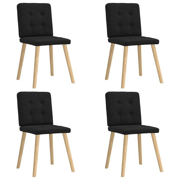 vidaXL Chaises &agrave; manger lot de 4 noir tissu