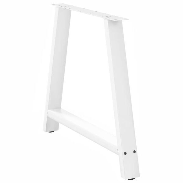 vidaXL Pieds de table à manger en forme de A, 2 pièces, blanc, 100 x (72-73) cm, acier