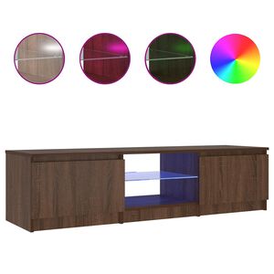 vidaXL Meuble TV avec lumi&egrave;res LED Ch&ecirc;ne marron 140x40x36 cm