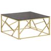 vidaXL Table basse dor&eacute; acier inoxydable et verre tremp&eacute;
