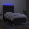 vidaXL Sommier &agrave; lattes de lit matelas et LED Noir 80x200cm Tissu