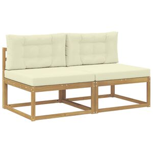 vidaXL 2 Pi&egrave;ce Sofa de milieu ext&eacute;rieur Polyester Blanc
