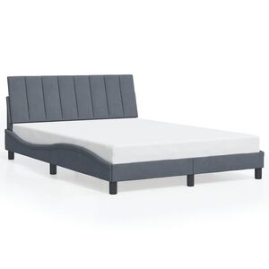 vidaXL Cadre de lit sans matelas Hanko gris fonc&eacute; 140x190 cm velours