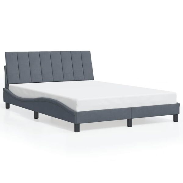 vidaXL Cadre de lit sans matelas Hanko gris fonc&eacute; 140x190 cm velours