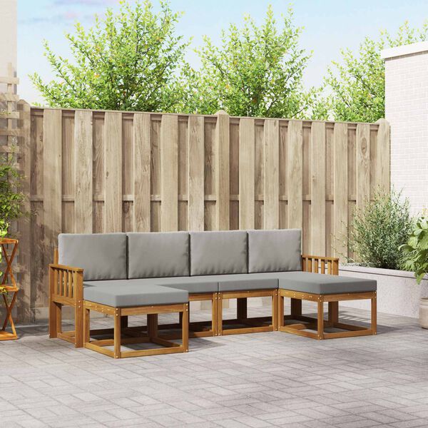 vidaXL Ensemble de canap&eacute;s d'ext&eacute;rieur 6 pcs Gris Naturel et Clair