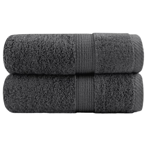 vidaXL Serviettes de toilette premium SOLUND 2 pi&egrave;ces Anthracite 30 x 30 cm 600 g/m&sup2;