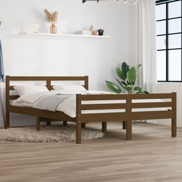 vidaXL Cadre de lit sans matelas marron miel bois massif 120x190 cm