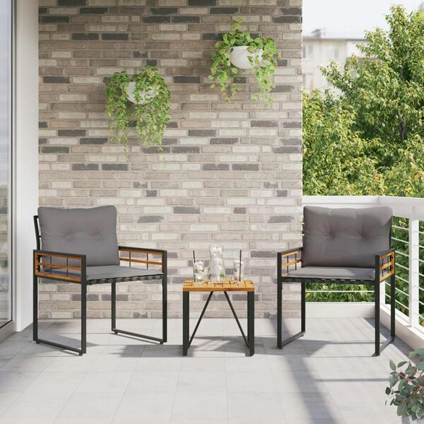 vidaXL Ensemble de meubles d'extérieur avec coussin 3 pcs Gris clair