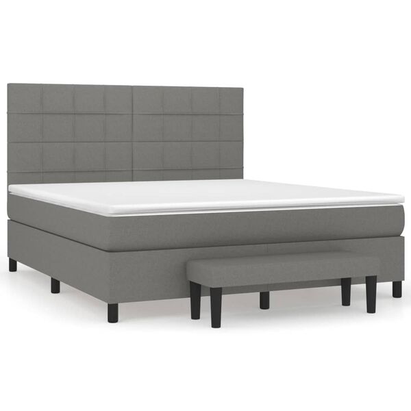 vidaXL Sommier &agrave; lattes de lit avec matelas Gris fonc&eacute; 160x200cm Tissu
