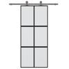 vidaXL Porte coulissante noir 90x205 cm verre tremp&eacute; aluminium