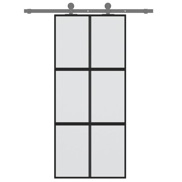 vidaXL Porte coulissante noir 90x205 cm verre tremp&eacute; aluminium