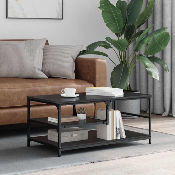 vidaXL Table basse Ch&ecirc;ne noir 90 x 49 x 40 cm Bois d'ing&eacute;nierie