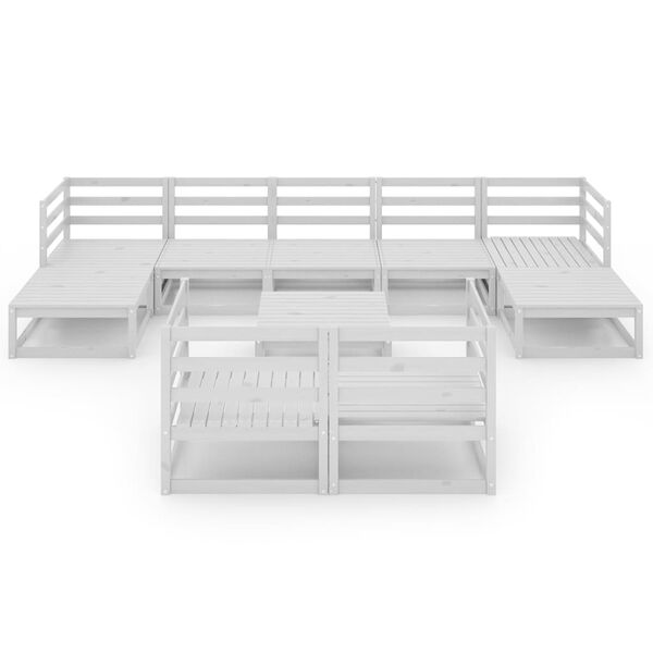 vidaXL Salon de jardin 10 pcs Blanc Bois de pin massif