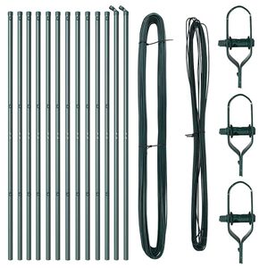 vidaXL Poteau de cl&ocirc;ture ench&acirc;ss&eacute; 13 pc Vert Acier enduit de poudre