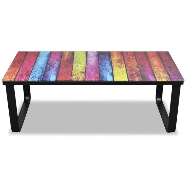 vidaXL Table basse avec impression d'arc-en-ciel Dessus en verre