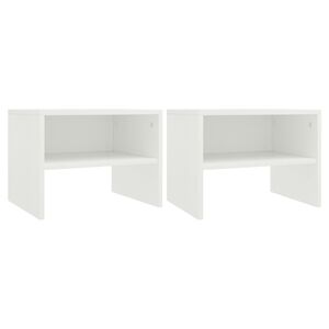 vidaXL Tables de chevet 2 pcs Blanc 40x30x30 cm Bois d'ing&eacute;nierie
