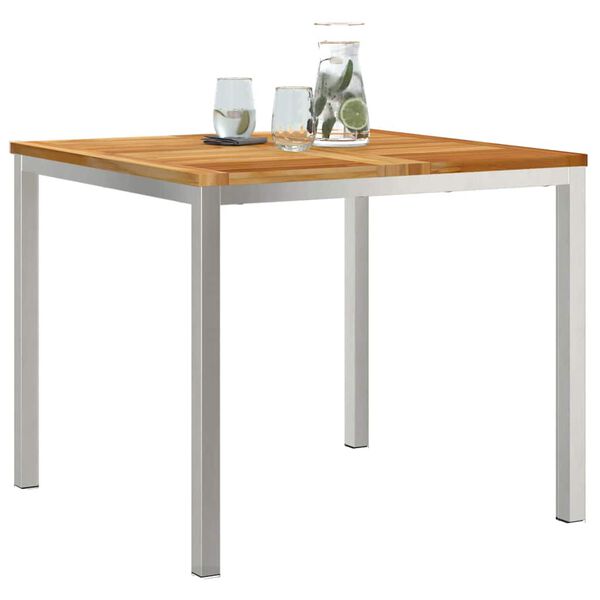 vidaXL Table&agrave;manger Marron 90 x 90 x 75 cm Bois de teck massif