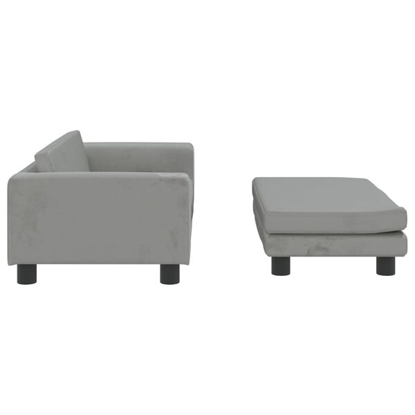 vidaXL Canap&eacute; avec repose-pied pour enfants gris clair 100x50x30 cm