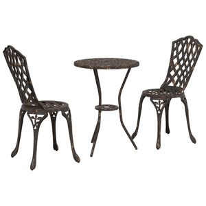 vidaXL Ensemble bistro de jardin 3 pc Bronze Aluminium