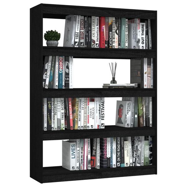 vidaXL Biblioth&egrave;que/S&eacute;parateur de pi&egrave;ce Noir 100x30x135,5cm Pin massif