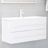 vidaXL Ensemble de meubles de bain 2 pcs Blanc brillant Agglom&eacute;r&eacute;