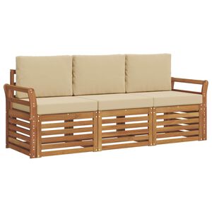 vidaXL Ensemble de canap&eacute;s d'ext&eacute;rieur 3 pc 3 place Naturel et Beige