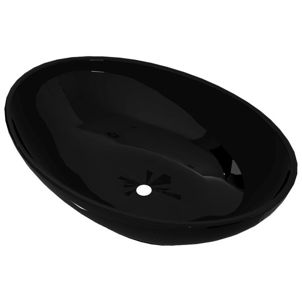 vidaXL Lavabo ovale C&eacute;ramique 40 x 33 cm Noir