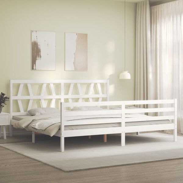 vidaXL Cadre de lit sans matelas blanc bois massif