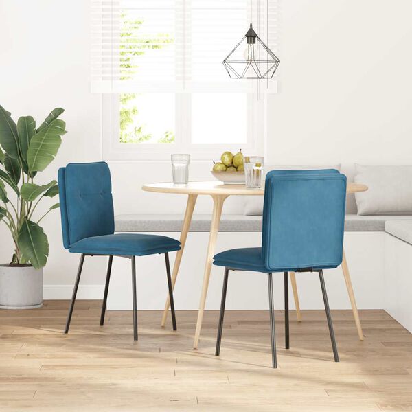 vidaXL Chaises à manger lot de 2 Bleu Velours