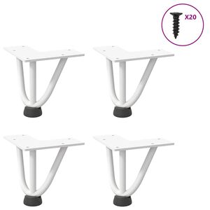 vidaXL Pieds en &eacute;pingle &agrave; cheveux pour table basse 4 pi&egrave;ces Blanc 10 cm Acier massif