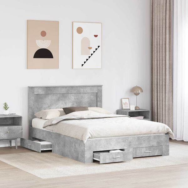 vidaXL Cadre de lit avec tiroir avec t&ecirc;te de lit Bois d'ing&eacute;nierie