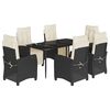vidaXL Ensemble &agrave; manger de jardin coussins 7pcs Noir R&eacute;sine tress&eacute;e