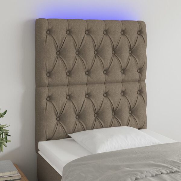 vidaXL T&ecirc;te de lit &agrave; LED Taupe 80x7x118/128 cm Tissu