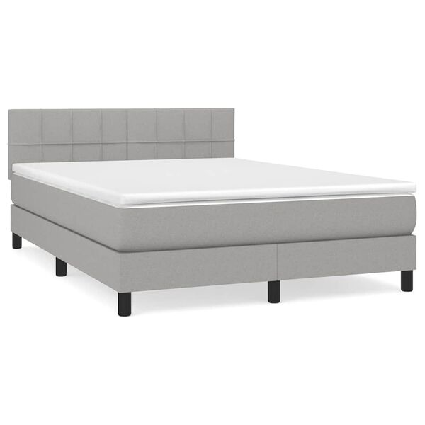 vidaXL Sommier &agrave; lattes de lit avec matelas Gris clair 140x190cm Tissu