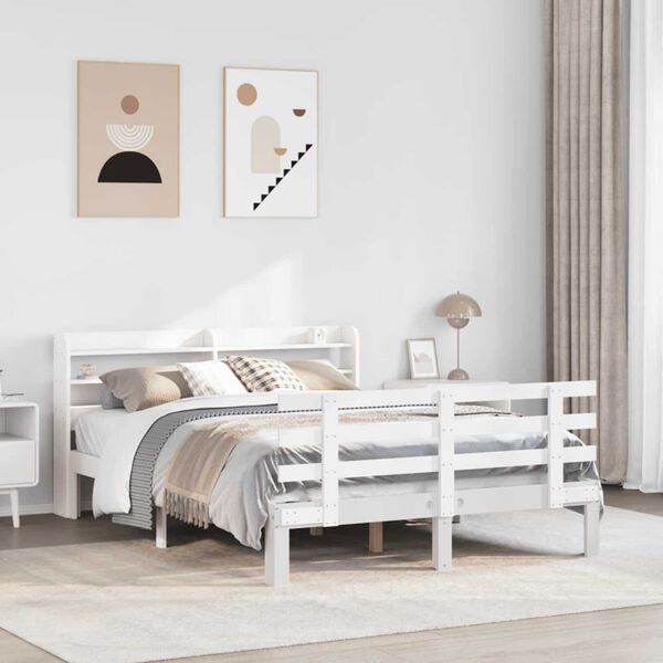 vidaXL Cadre de lit avec tête de lit sans matelas blanc 120x190 cm