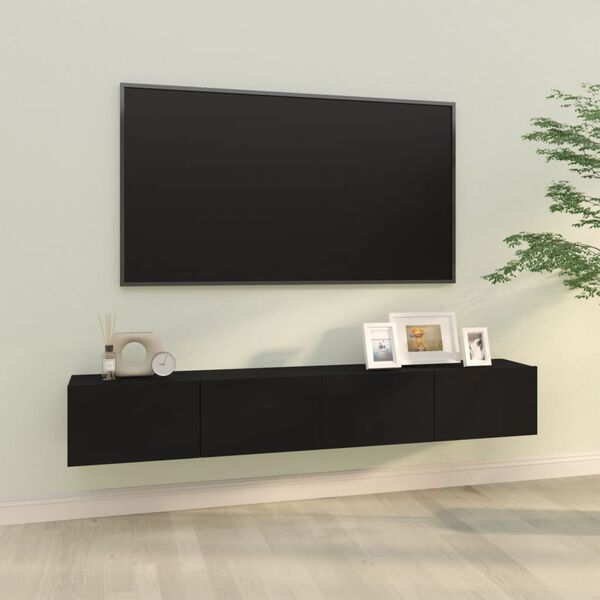 vidaXL Meubles TV muraux 2 pcs noir 100x30x30 cm bois d'ing&eacute;nierie