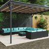 vidaXL Salon de jardin 12 pcs avec coussins R&eacute;sine tress&eacute;e Noir