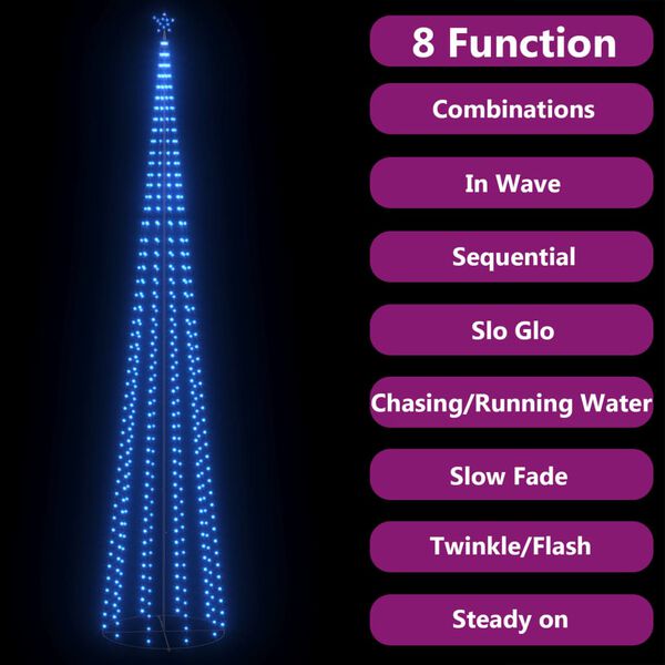 vidaXL Sapin de Noël cône 752 LED bleues Décoration 160x500 cm