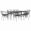 vidaXL Ensemble &agrave; manger de jardin coussins 7pcs noir poly rotin verre