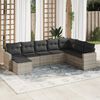 vidaXL Salon de jardin 8 pcs avec coussins gris clair r&eacute;sine tress&eacute;e