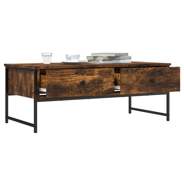 vidaXL Table basse chêne fumé 101x49x39,5 cm bois d'ingénierie