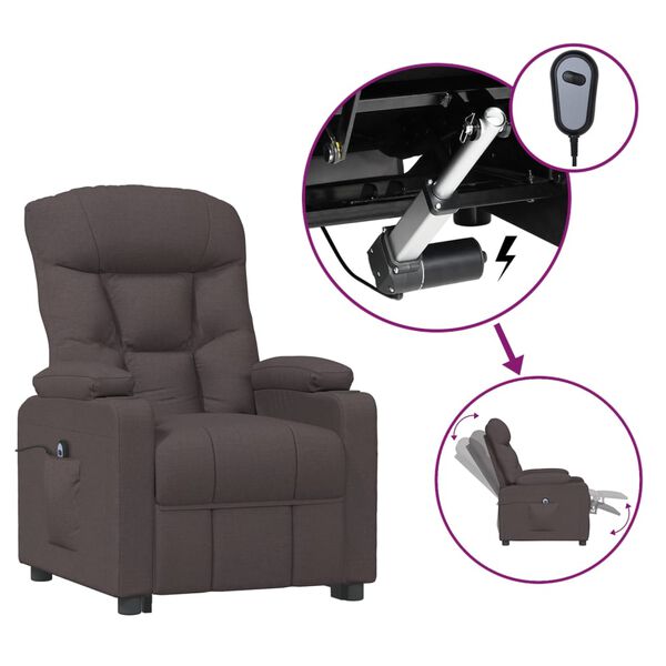 vidaXL Fauteuil inclinable &eacute;lectrique Marron fonc&eacute; Tissu