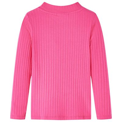 T-shirt enfants à manches longues tricot côtelé rose vif 92