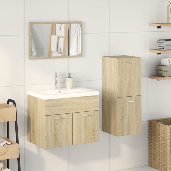 vidaXL Ensemble de meubles de salle de bain 4 pcs ch&ecirc;ne sonoma