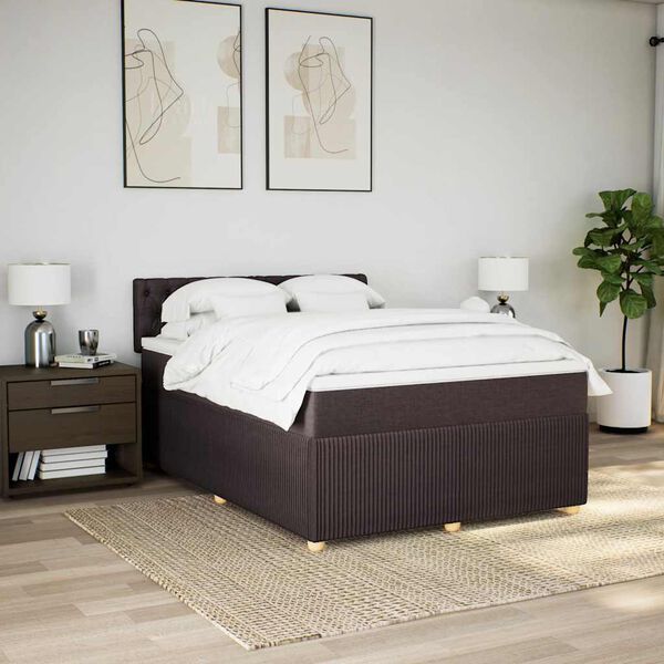 vidaXL Sommier &agrave; lattes de lit avec matelas Marron fonc&eacute; 140x190 cm