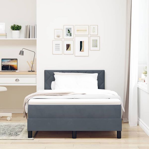 vidaXL Lit &agrave; ressorts avec matelas Gris fonc&eacute; 120 x 190 cm Velours