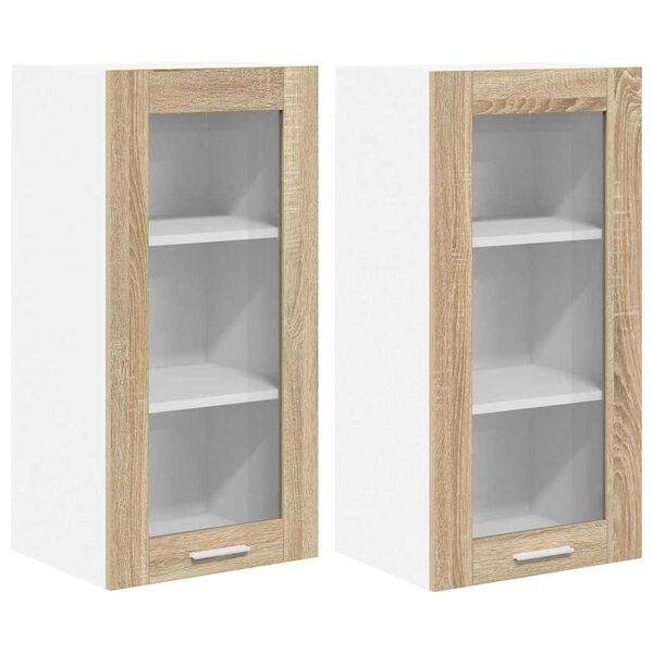 vidaXL Armoire suspendue avec porte 2 pcs Ch&ecirc;ne Sonoma 40 x 31 x 80 cm
