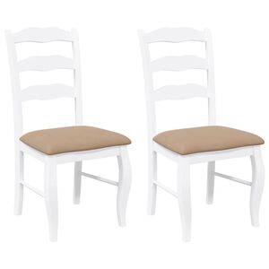 vidaXL Chaises de salle &agrave; manger avec coussins 2 pcs blanc