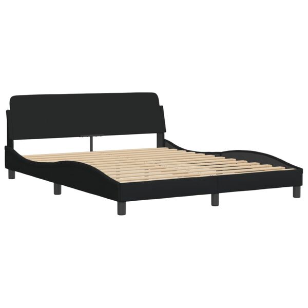 vidaXL Lit avec matelas Hvar noir 160x200 cm tissu