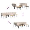 vidaXL Salon de jardin avec coussins 5 pcs noir acier enduit de poudre